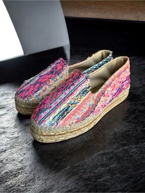 Manebi Platform Espadrilles Fluorescent Tweed